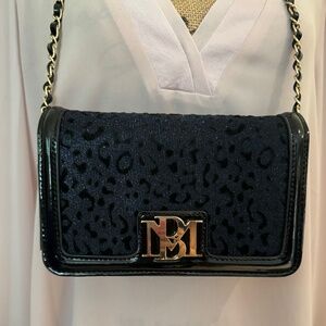 Badgley Mischka Gorgeous sparkly black and navy Vegan Patent leather purse